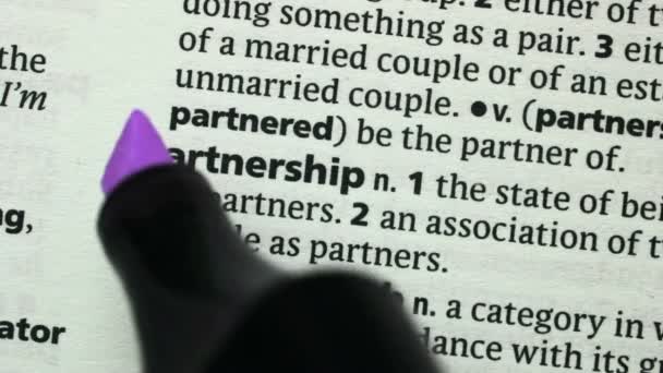 Partnership highlighted in purple — Stock Video