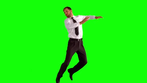 Businessman jumping up high — Stock Video