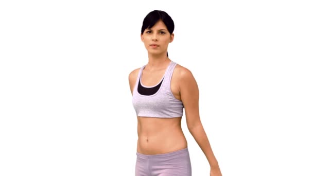 Fit woman striking a karate pose — Stock Video