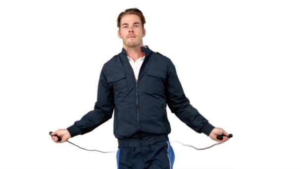 Man jumping with skipping rope — Stock Video