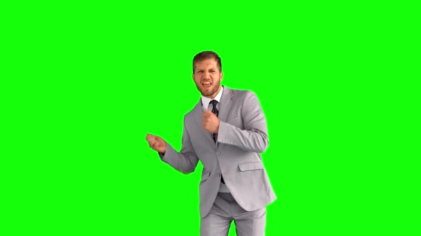 Happy businessman dancing — Stock Video