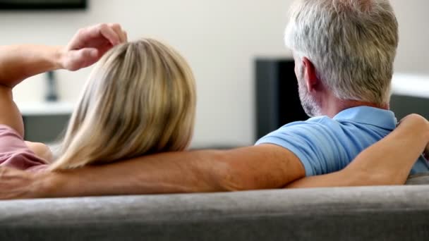 Mature couple watching television — Stock Video