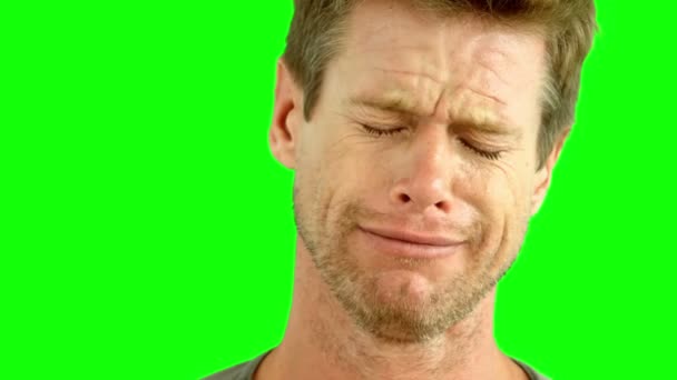 Man crying on green screen — Stock Video