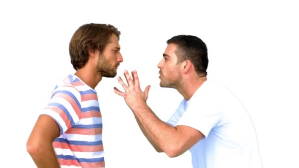 Man about to fight another man on white background — Stock Video