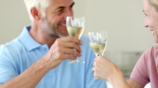 Couple toasting each other at home — Wideo stockowe