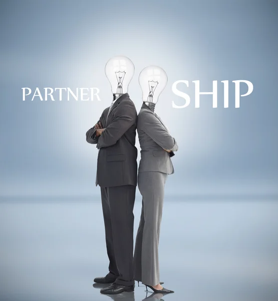 Business with light bulbs instead of heads and partnershi — Stock Photo, Image