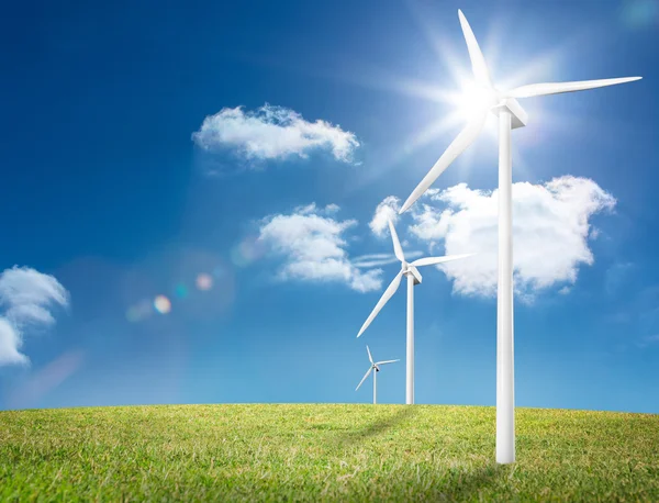 Windturbines in een veld — Stockfoto