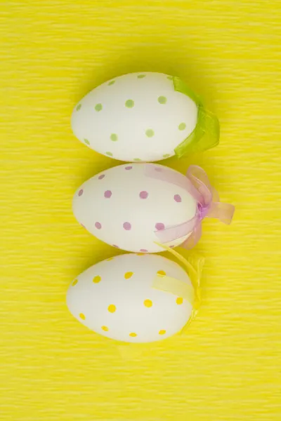 Three easter eggs with different colors — Stock Photo, Image