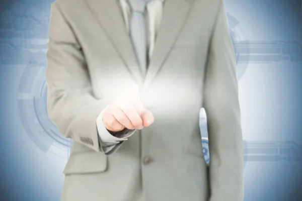 Businessman using futuristic interface — Stock Photo, Image