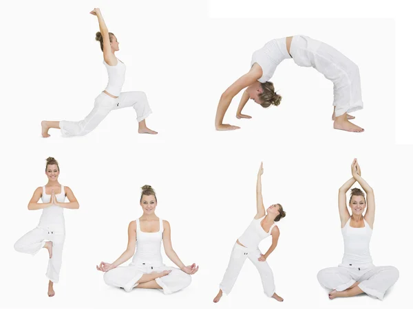 Collage de mujer haciendo yoga —  Fotos de Stock
