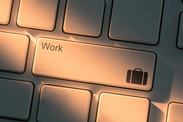 Keyboard with close up on work button — Stock Photo, Image