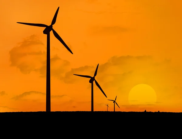 Wind turbines with a sunset — Stock Photo, Image