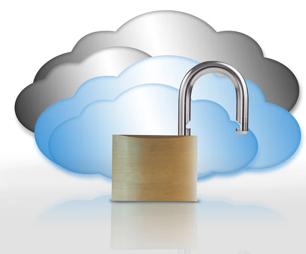 Unlocked padlock and clouds — Stock Photo, Image