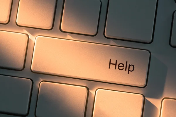 White Keyboard Whith Close Help Button — Stock Photo, Image