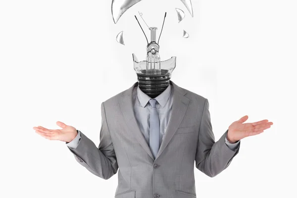 Businessman having light bulb instead of head — Stock Photo, Image