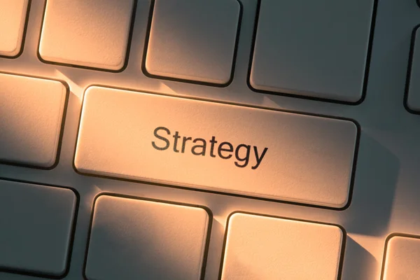 Toetsenbord met close up op strategie knop — Stockfoto