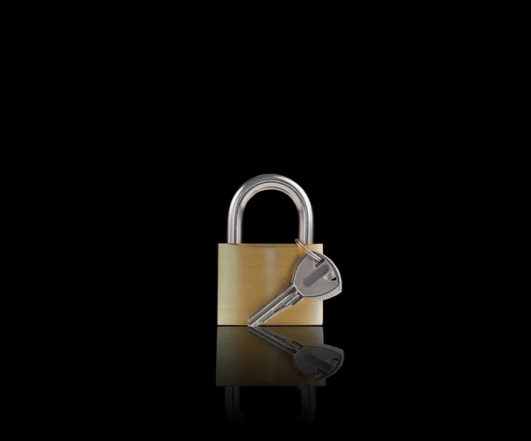 Locked padlock with key — Stock Photo, Image