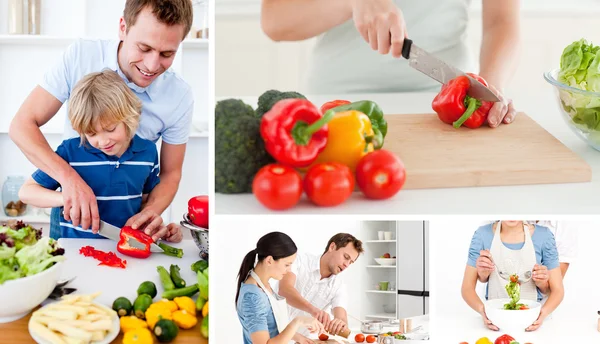 Colagem de preparação de legumes — Fotografia de Stock