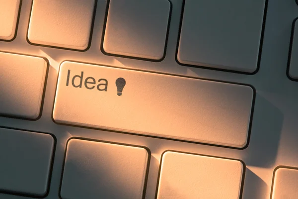 Teclado con botón de acercamiento a la idea — Foto de Stock