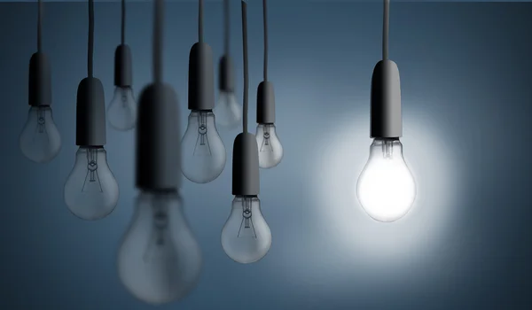 One bulb lighting up — Stock Photo, Image