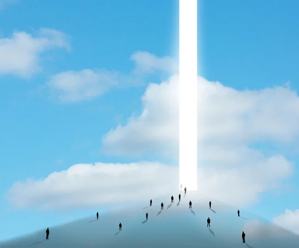 Heavenly walkway with giant door — Stock Photo, Image