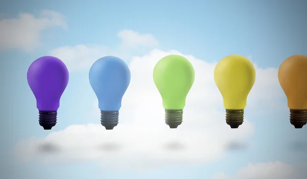 Five colored light bulbs — Stock Photo, Image