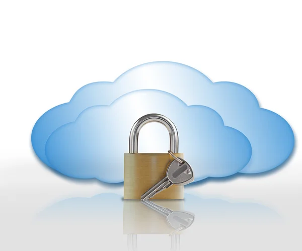 Padlock and blue clouds — Stock Photo, Image