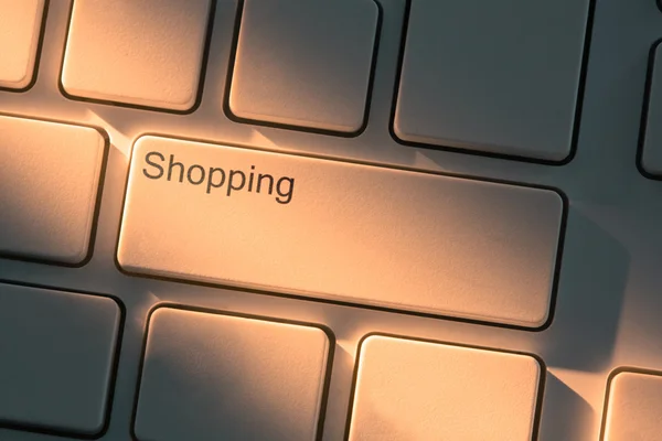 Teclado com close no botão de compras — Fotografia de Stock