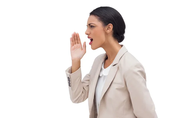 Confident businesswoman calling for someone — Stock Photo, Image