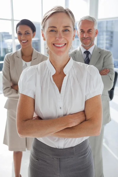 Cheerful team of business standing together — Stock Photo, Image