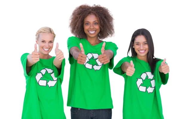 Happy group of enviromental activists giving thumbs up — Stock Photo, Image