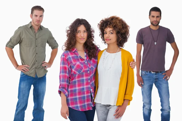 Stylish young friends looking at camera — Stock Photo, Image