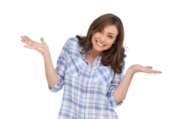 Surprised woman standing in front of the camera — Stock Photo, Image