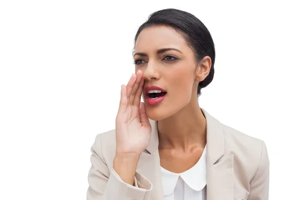 Businesswoman calling for someone — Stock Photo, Image