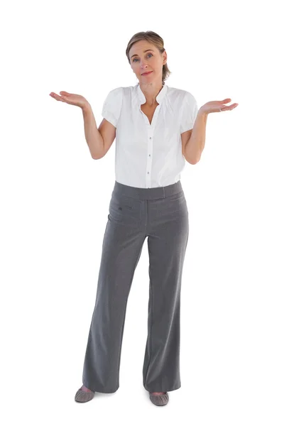 Businesswoman looking questioning — Stock Photo, Image