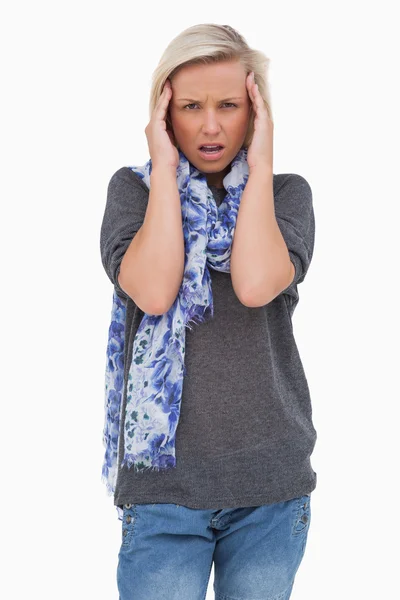 Frustrated blonde looking at camera — Stock Photo, Image