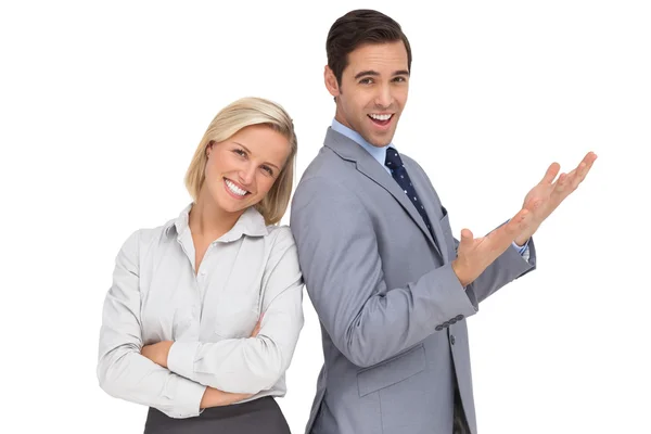 Happy colleagues standing together — Stock Photo, Image