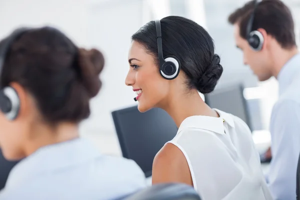 Three call centre employees working — Stock Photo, Image