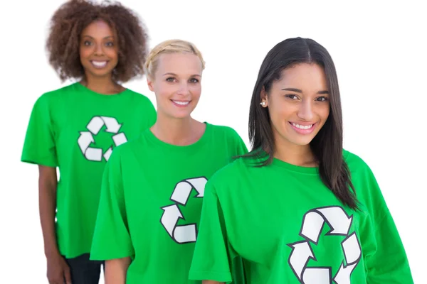 Three happy enviromental activists — Stock Photo, Image