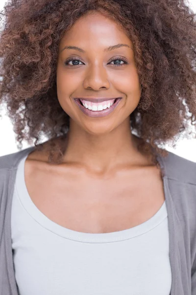 Portrait of smiling brunette woman standing — Stock Photo, Image