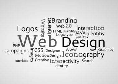 Group of web design terms clipart