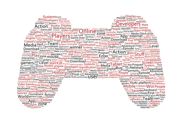 Olika röda ord som representerar en joystick — Stockfoto