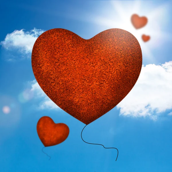 Červené Balónky srdce tvar — Stock fotografie