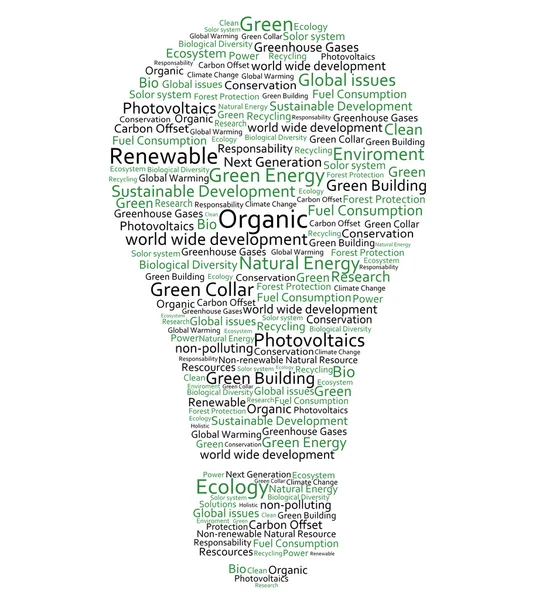 Various green words forming a light bulb — Stock Photo, Image