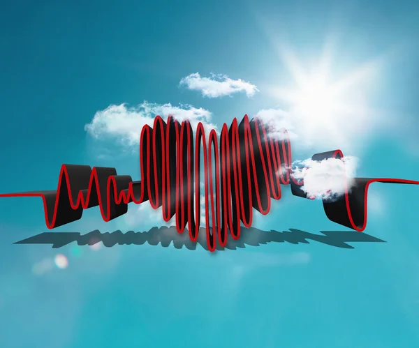 Línea de frecuencia cardíaca dibujada en el cielo —  Fotos de Stock