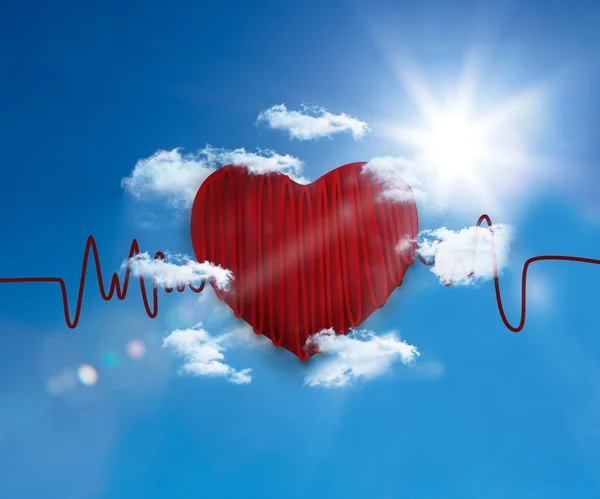Ligne de fréquence cardiaque dans le ciel — Photo