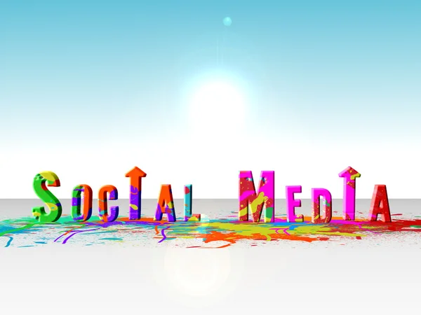 Paint splatter spelling out social media — Stock Photo, Image