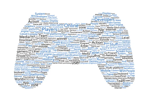 Olika blå ord som representerar en joystick — Stockfoto