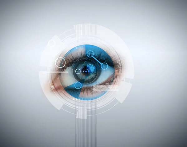 Woman having an eye recognition — Stock Photo, Image