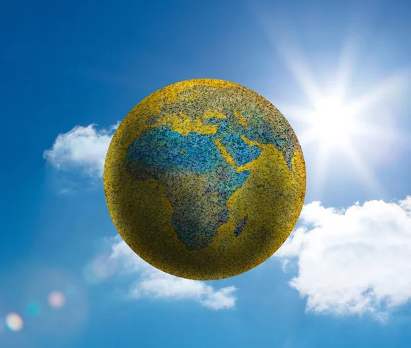 Globe floating in the sky — Stock Photo, Image